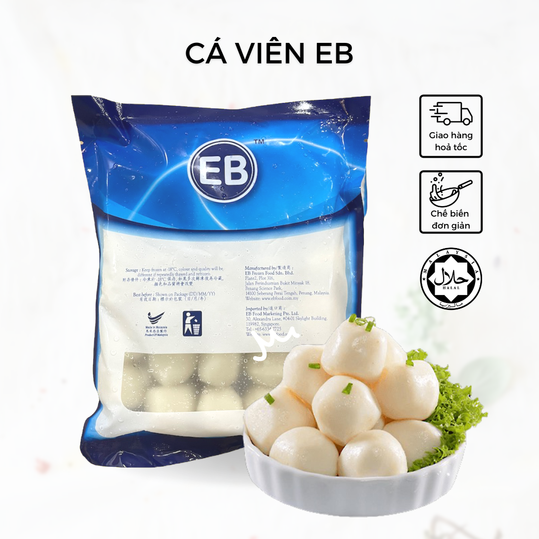 Cá viên Malaysia EB thượng hạng - 500g/ gói - Viên thả lẩu đông lạnh - Hàng nhập khẩu Malaysia