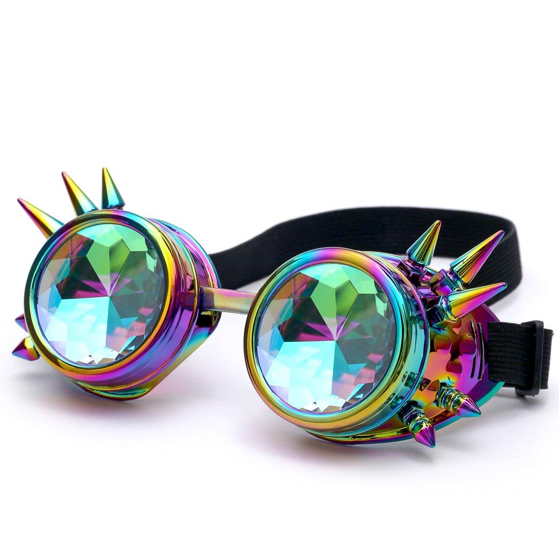 Kính vạn hoa Cầu vồng Steampunk Goggles Tròng kính hàn Bảo vệ mắt