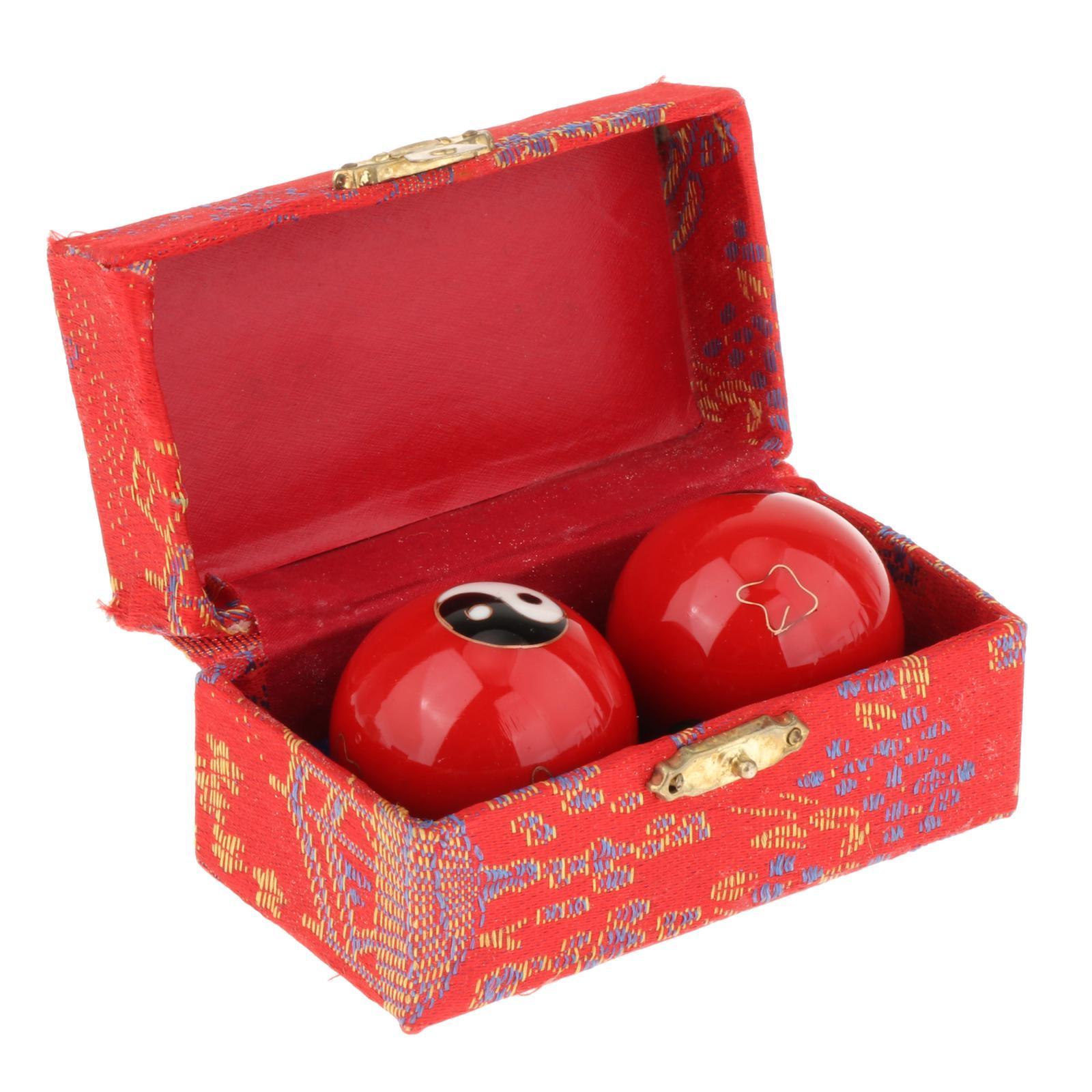 2 Pieces Massage Balls with Storage Box Baoding Balls for Middle Aged People
