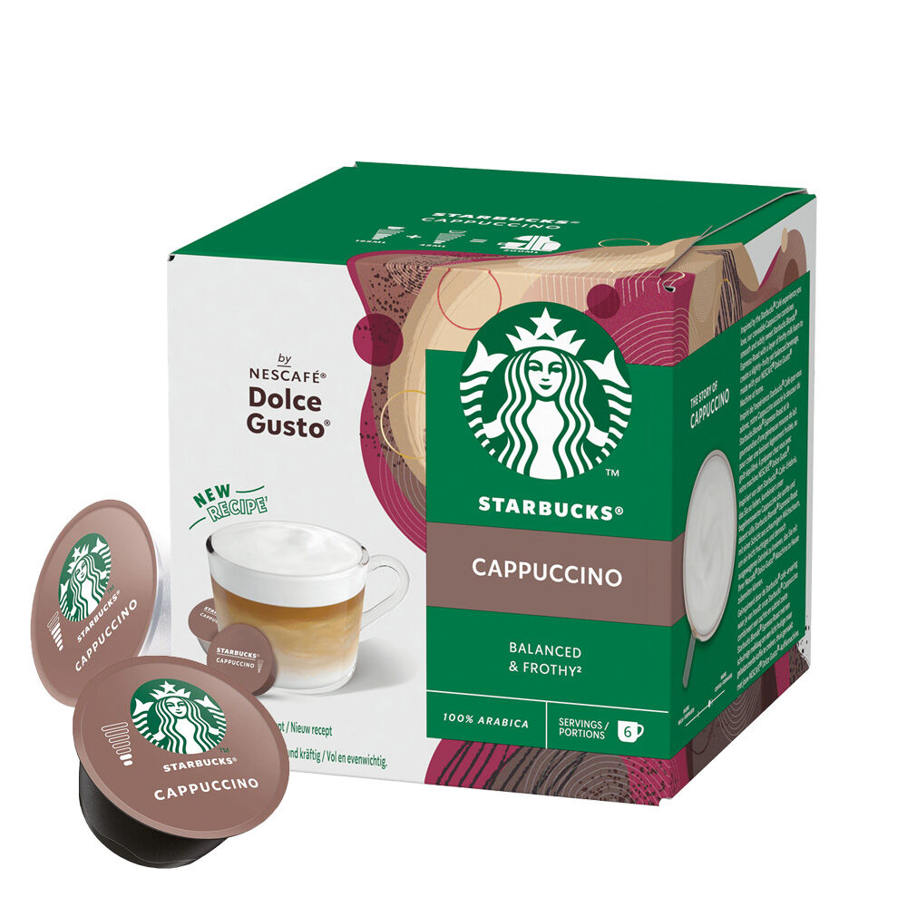 Cà phê viên nén vị Cappuccino Starbucks dành cho máy Dolce Gusto Hàng nhập khẩu Anh hộp 12 viên