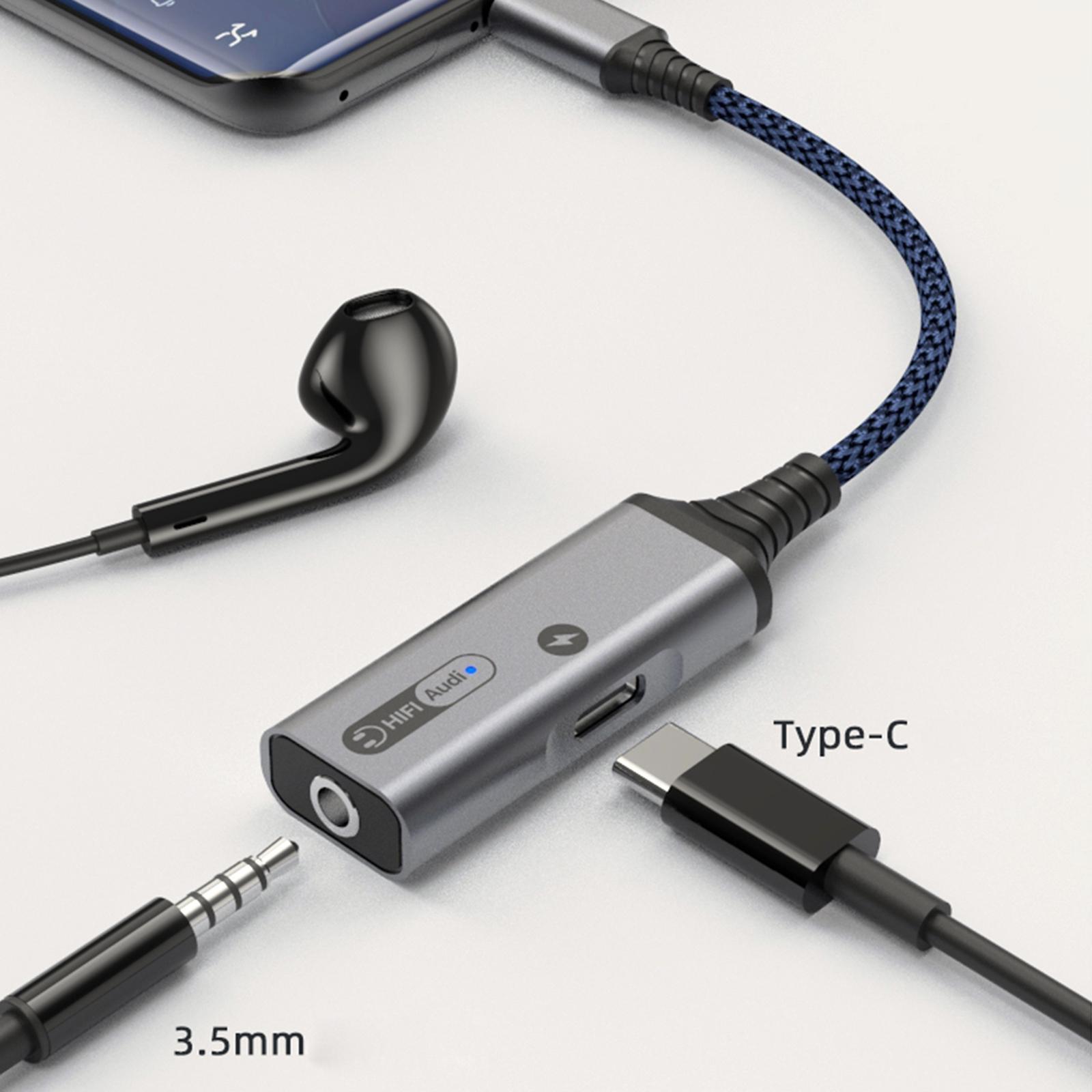 2 in 1 USB Type C to AUX Charger Adapter PD 60W Fast Charging