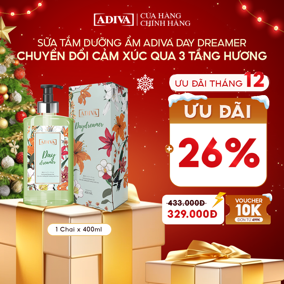 Sữa Tắm Dưỡng Ẩm  Hương Nước Hoa ADIVA Day Dreamer 400ml