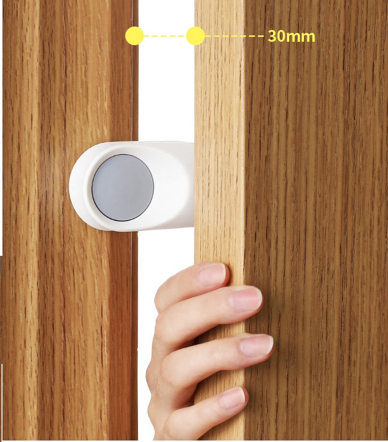 Dụng cụ chặn cửa ABS cao cấp dán cố định màu trắng xoay 180 độ chống kẹt tay, an toàn, giảm tiếng ồn