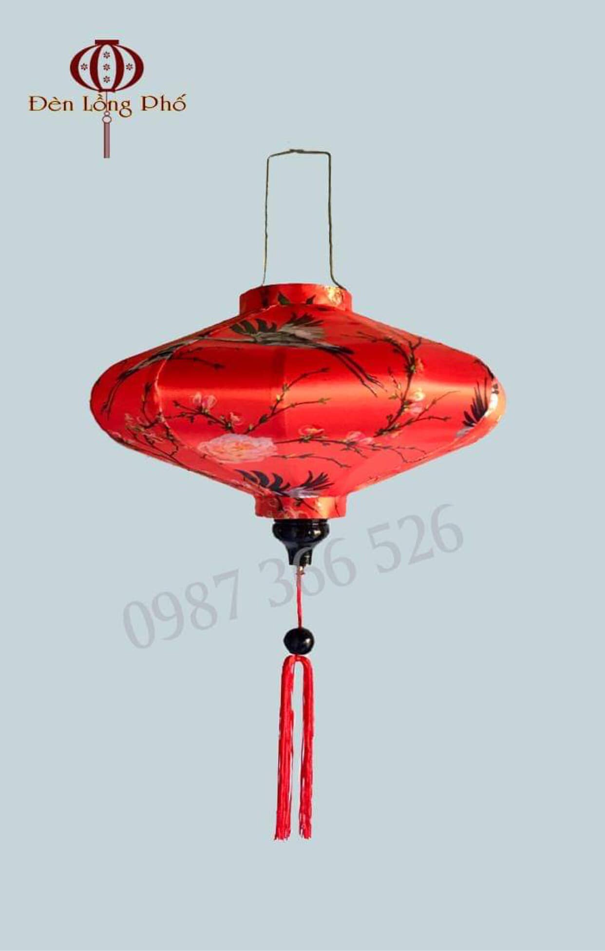 Đèn lồng kiểu đĩa bay chất liệu vải phi họa tiết 3D xuất xứ Hội An