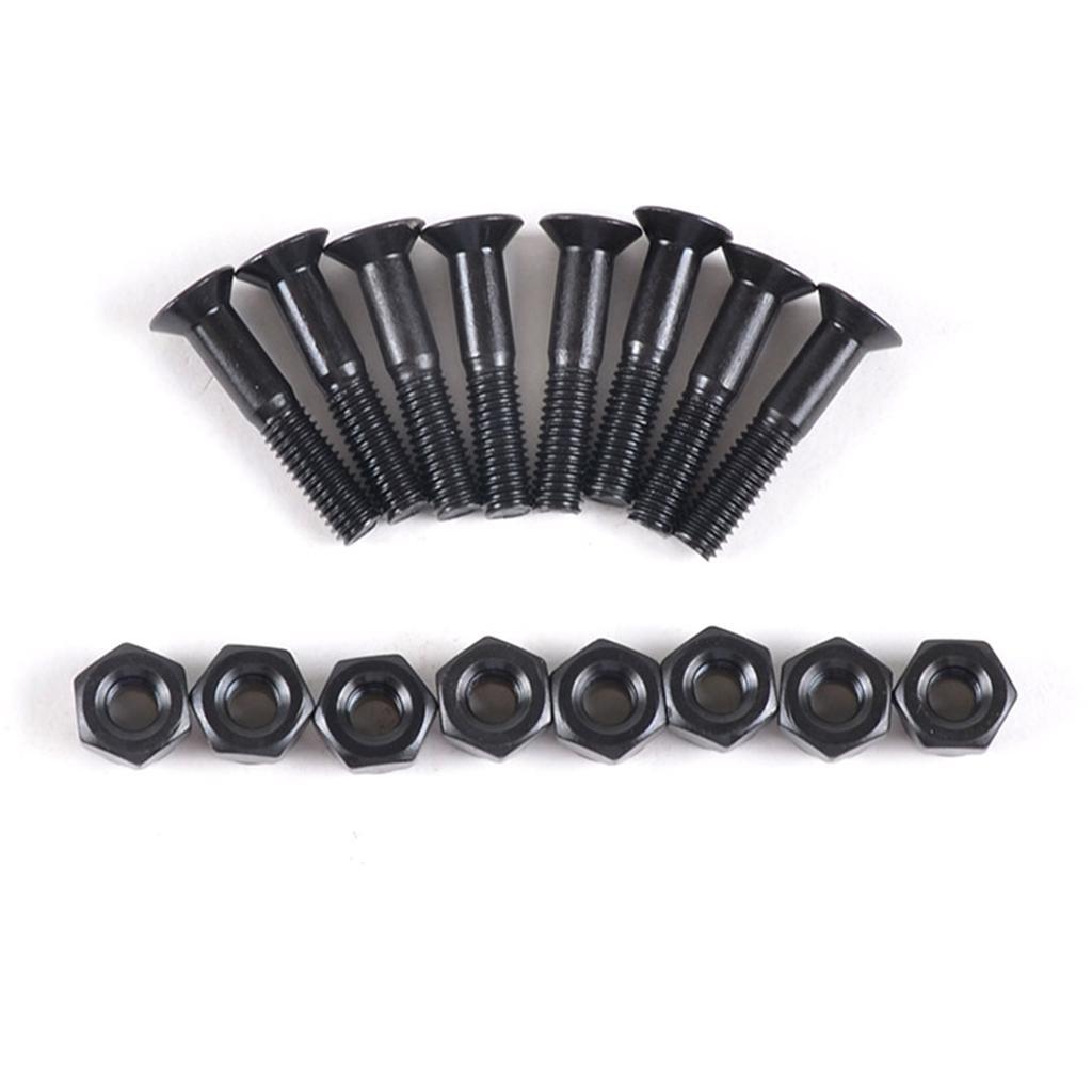 8 Pcs/ Skateboard 25mm Screws Bolts & Nuts Set Replacment - Black