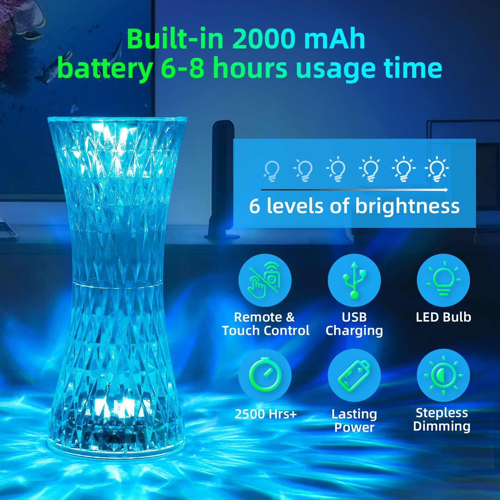 Đèn bàn Diamond, 16 màu 4 Đèn kim cương màu hồng Modi với điều khiển từ xa, USB LED LED đèn ngủ lãng mạn cho phòng khách Bữa tiệc