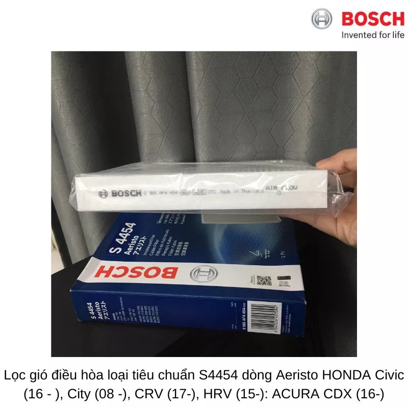 Lọc Điều Hòa Loại Tiêu Chuẩn / BOSCH / Ariesto S4454 / Cho Xe Honda Civic City, CRV, HRV, Acura CDX..- Hibu