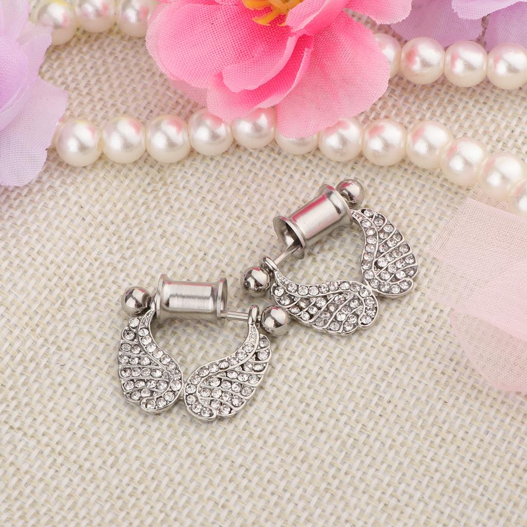 2 Pieces Stainless Steel Angel Wings Ear Plugs Tunnel Expander Gauges Bar