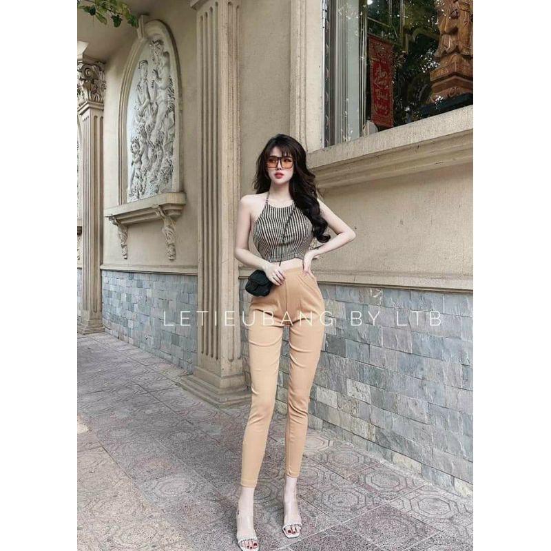 sét áo yếm phi cột nơ lưng quần legging