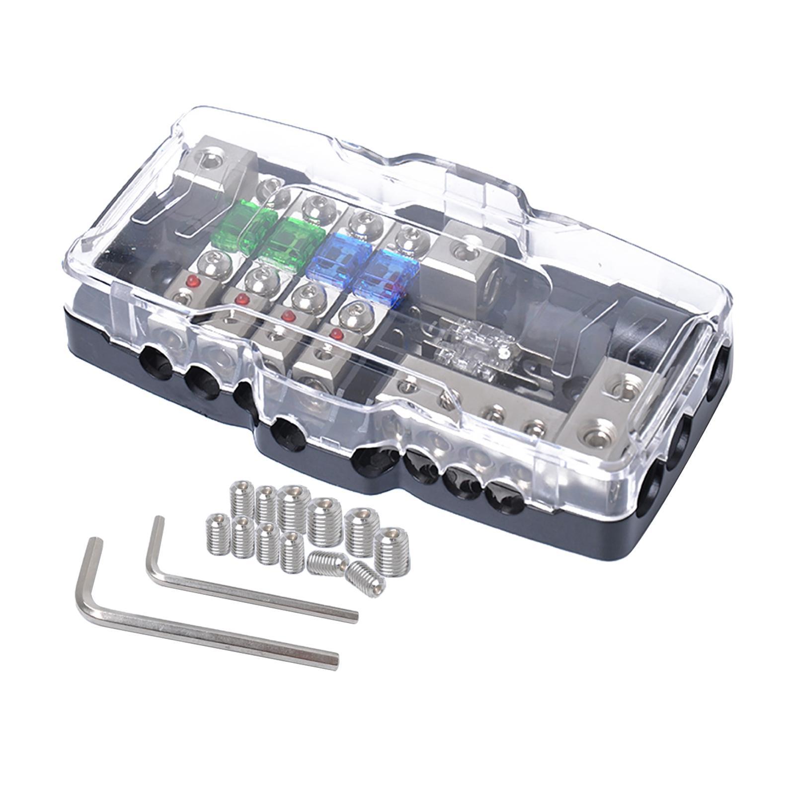 4 Way Fuse Holder 0/4GA 4/8GA Zinc Alloy Fuse Box Cover Case Fit for Car Audio RV Marine