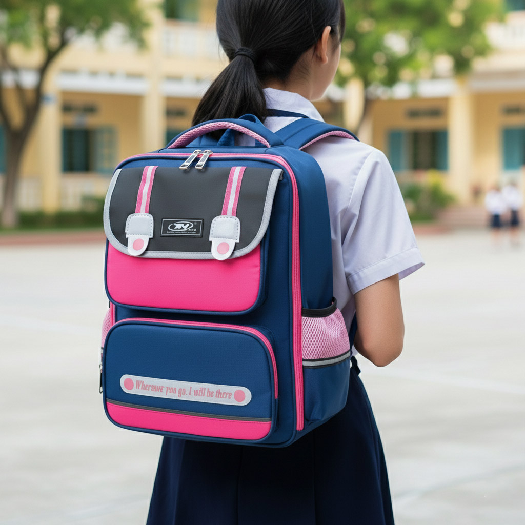 Balo học sinh nữ cao cấp TN.bags Smart Pink – Balo học sinh tiểu học chống nước, nhiều ngăn tiện lợi, màu hồng đáng yêu TN.B3112