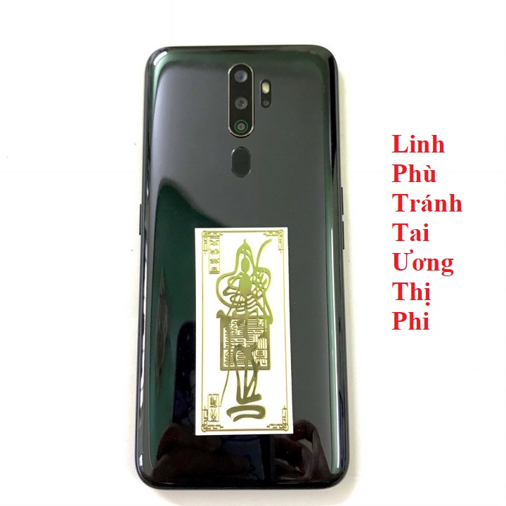 Linh Phù Tránh Tai Ương Thị Phi, Dùng linh phù để dán điện thoại, laptop, xe máy, xe hơi, bàn thờ ông địa hay vị trí làm việc, gối đầu giường, kích thước 4.5x3cm, màu vàng - TMT Collection - SP005361