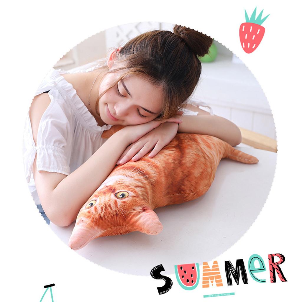 50CM 3D Mô Phỏng Mèo Gối Có Thể Giặt Bông Nhồi Bông Hình Thú Hoạt Hình Dễ Thương Gối Đệm Cho Trẻ Em Người Lớn