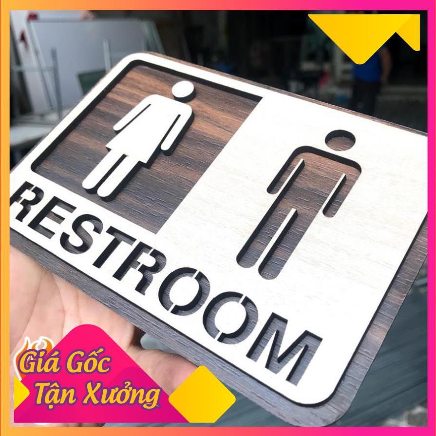 Bảng toilet gỗ dán tường - Bảng biển chỉ dẫn khu vực toilet/restroom/WC