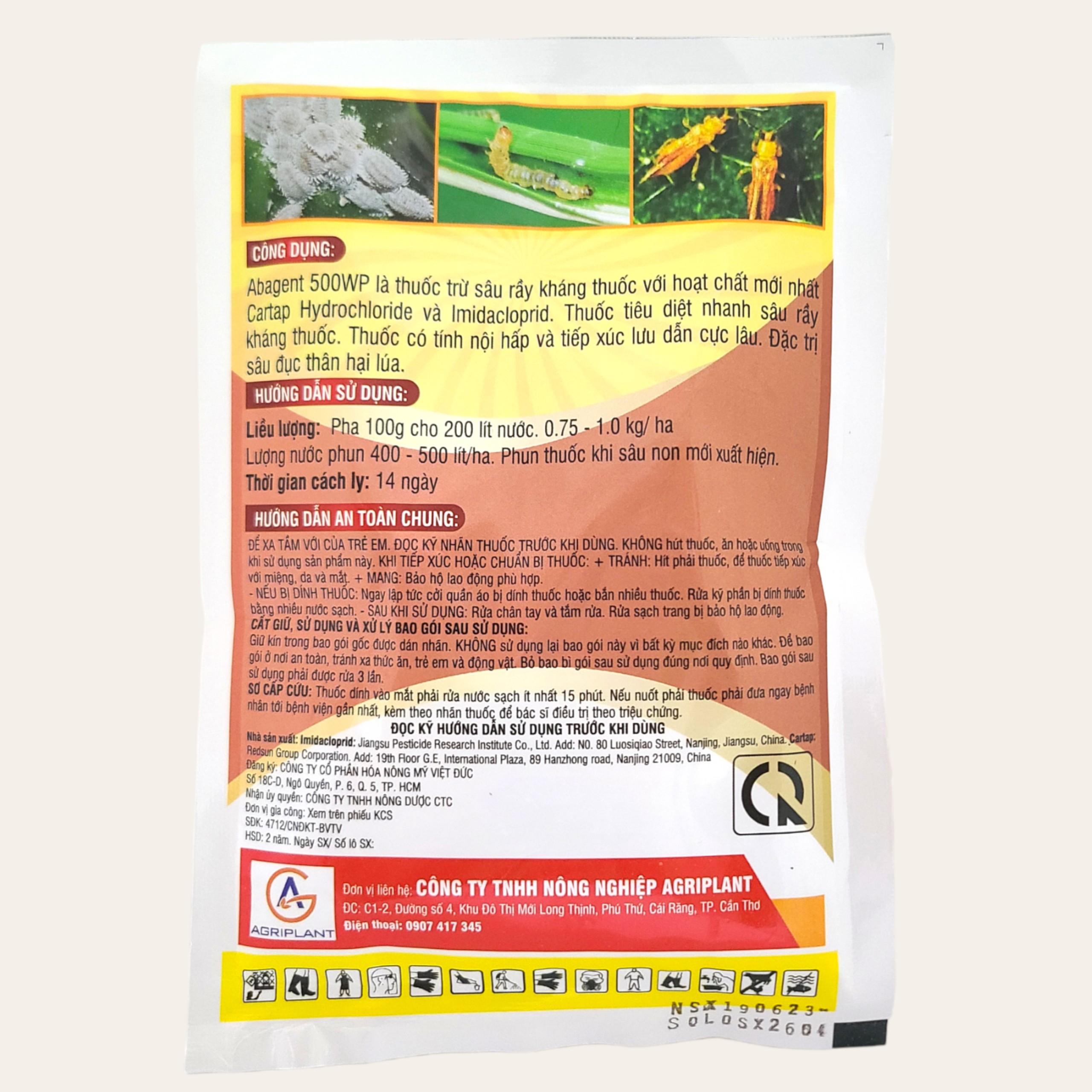 Chế phẩm CHUYÊN TRỪ RẦY RỆP RUỒI VÀNG ĐỤC TRÁI, côn trùng 2 HOẠT CHẤT GỒM Imidacloprid kết hợp Cartap Hydrochloprid
