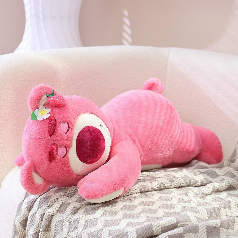 Gấu Bông LOTSO HUGGIN BEAR Lông Xù Tai Dâu Nằm Ngủ Đáng Yêu