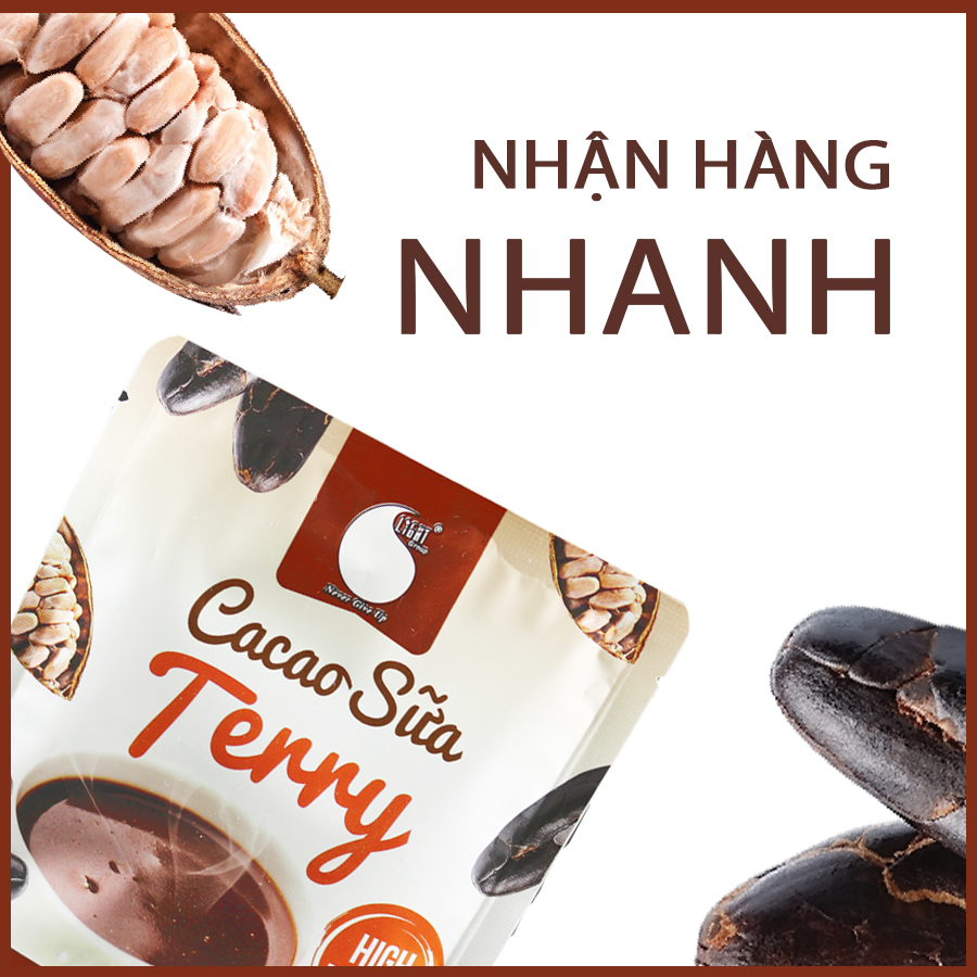 Bột Cacao sữa Terry , thơm ngon , đậm đà , hợp gu người sành cacao , đặc biệt không hương liệu , mùi vị tự nhiên , an toàn sức khỏe , Gói 50G