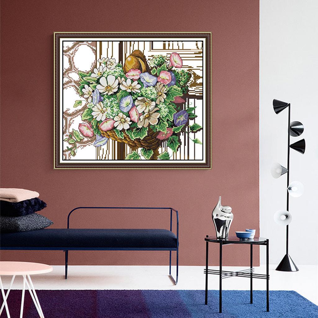 Pre-print Flower Pattern Cross Kit Stamped Cross Stitch Kit Needlework Craft