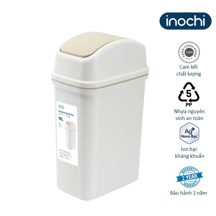 Thùng rác nắp lật Hiro 10L (loại kèm ruột)-inochi-chất lượng chuẩn Nhật Bản