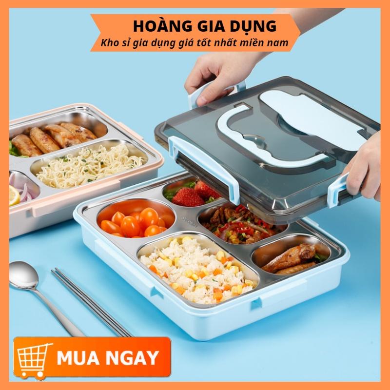 Hộp Cơm Văn Phòng Inox 5 Ngăn Bao Gồm Đũa Thìa Đầy Đủ Phụ Kiện HA15