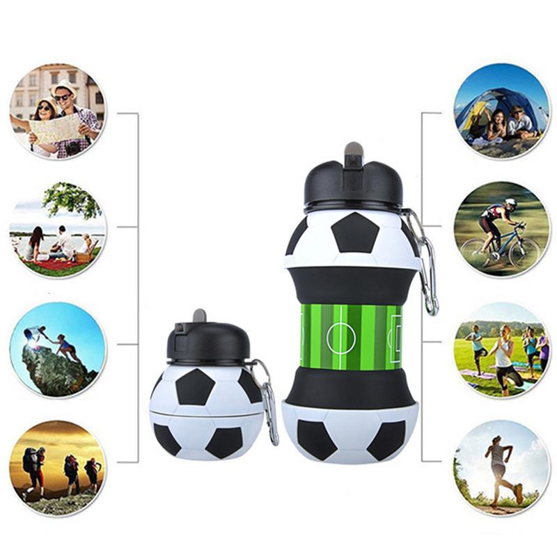 Sáng Tạo Thể Thao Bóng Đá Gấp Nước Chống Rò Rỉ Chống Rơi Di Động Silica Gel Ấm Siêu Tốc Văn Phòng Du Lịch Trường Kid Nước