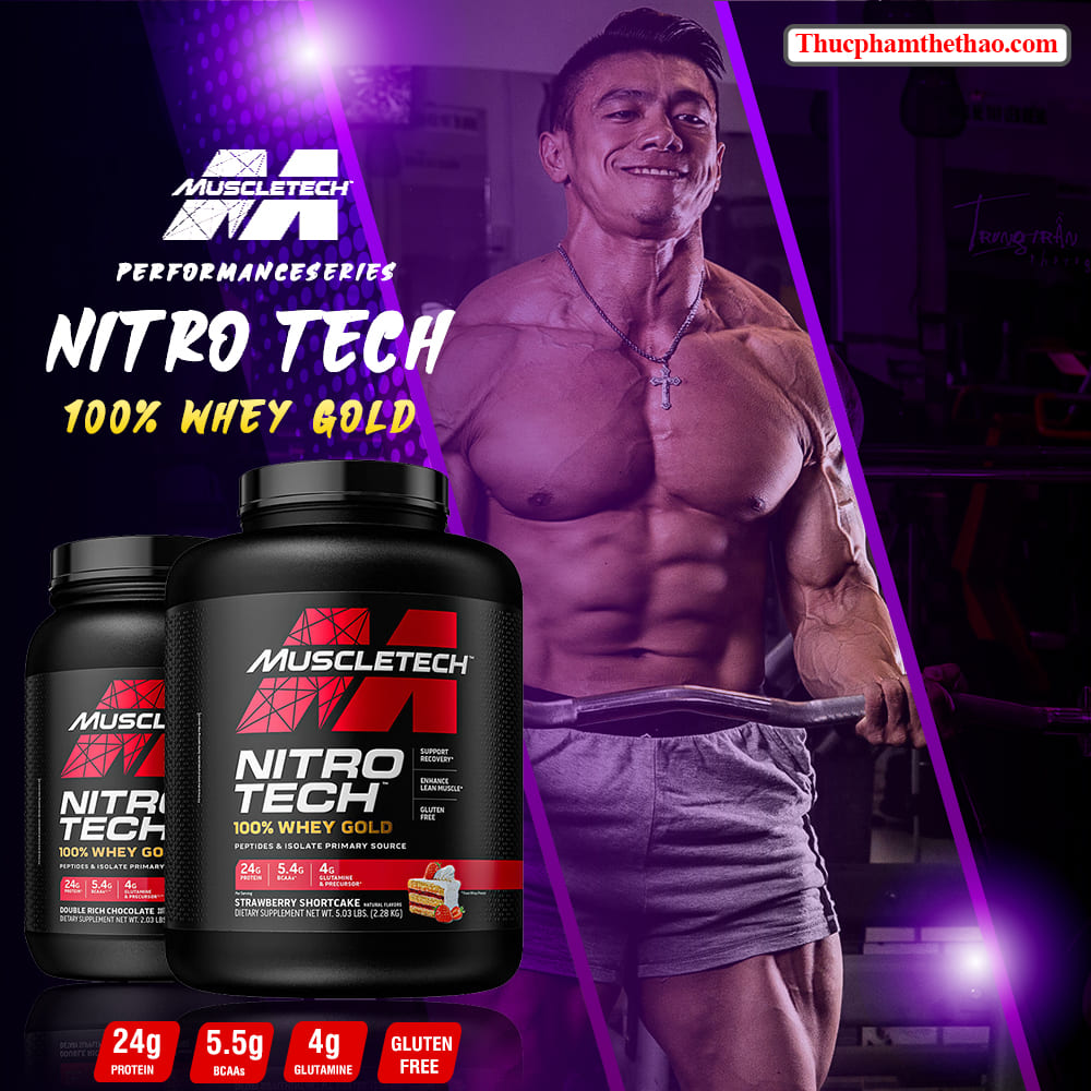 Sữa tăng cơ NITRO -TECH 100% WHEY GOLD Hộp 5lbs (2.27kg) - Hàng Chính Hãng MUSCLETECH USA - NHIỀU HƯƠNG VỊ - KÈM QUÀ TẶNG