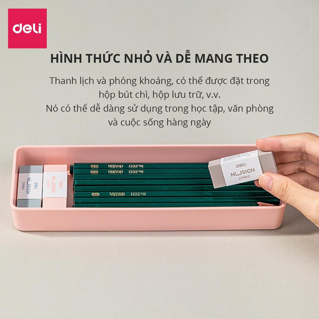 Gôm tẩy 2B Deli - Không bụi - Màu sắc vintage - Xanh dương/Hồng/Nâu