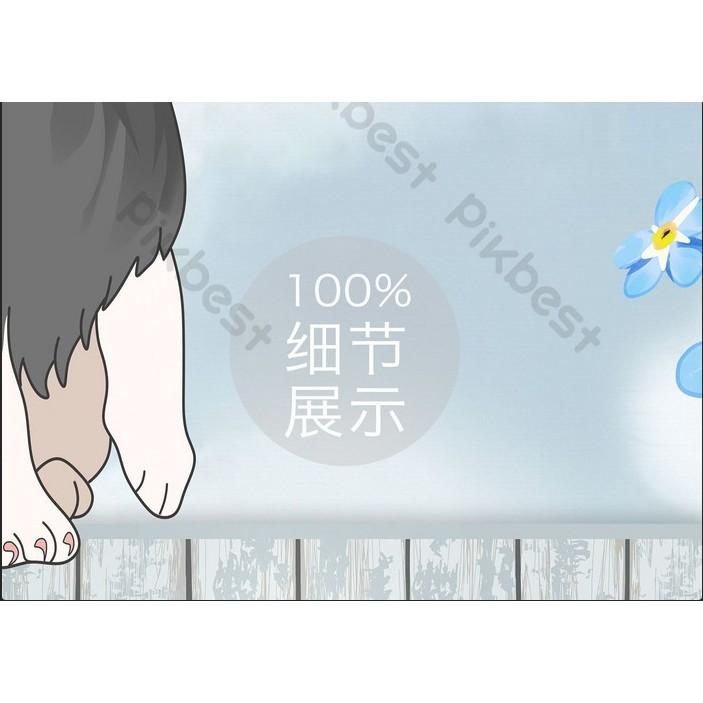 Tranh dán tường Mèo hoạt hình tranh trang trí phòng em bé, tranh dán tường 3d hiện đại MS936975
