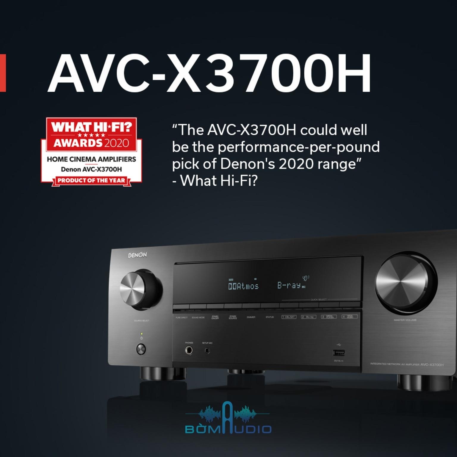 DENON AVR-X3700H | Ampli Xem Phim Nghe Nhạc Chuẩn 8K UHD _ 9.2 Kênh x 105W - Hỗ Trợ Công Nghệ IMAX, 3D Dolby Atmos, Ảo Hóa Độ Cao, DTS: X &amp; DTS Virtual: X - Tích hợp AirPlay 2 / Bluetooth - Nghe Nhạc Đa Phòng HEOS + Trợ Lý Ảo | Hàng Chính Hãng _ Mới 100%