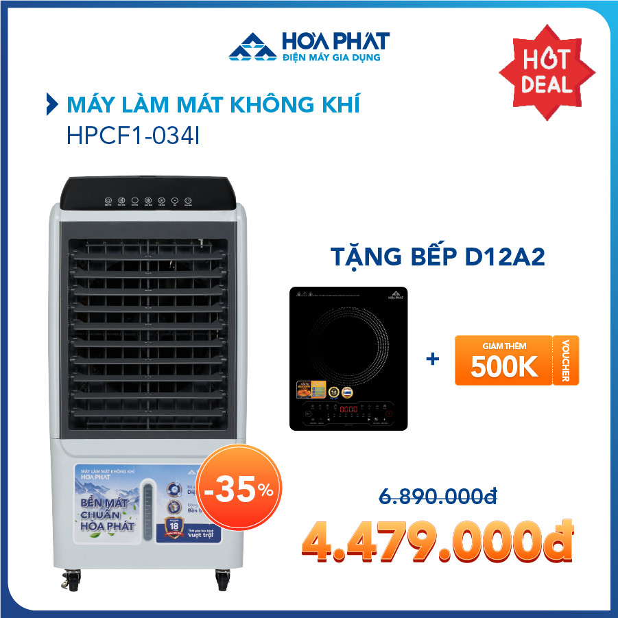 Máy làm mát không khí Hòa Phát HPCF1-034I - Tiết kiệm điện năng - Phạm vi lên tới 40m2 - Bảo hành 24 tháng cho động cơ - Hàng chính hãng