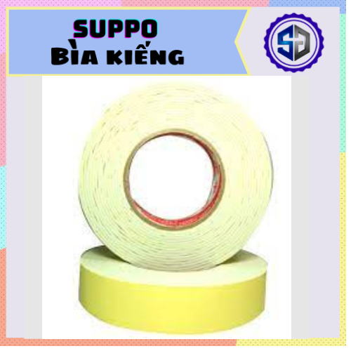 Băng Keo Xốp 2 Mặt 2.4cm màu vàng độ bám dính cao