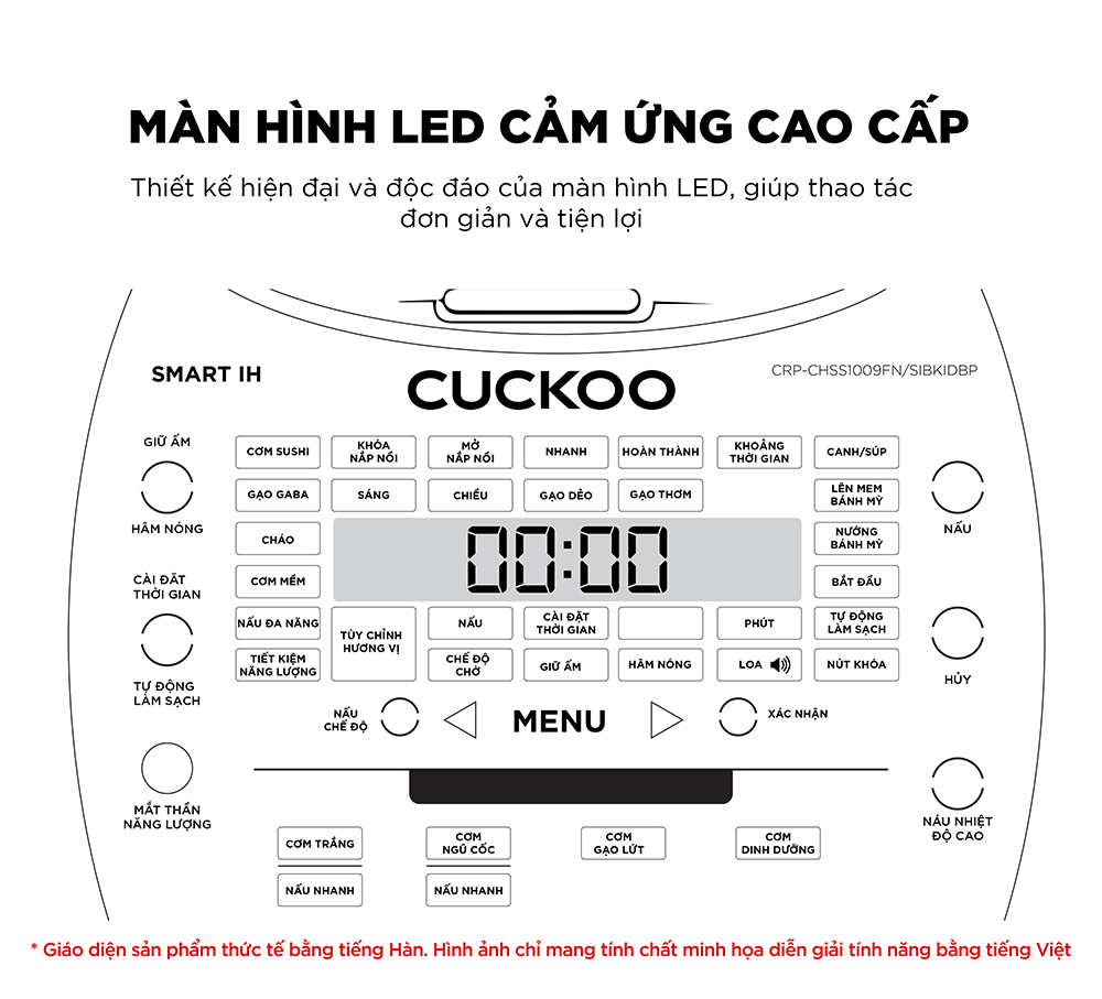 Nồi cơm điện tử áp suất cao tần Cuckoo 1.8L CRP-CHSS1009FN (Màu nâu) - Hàng chính hãng