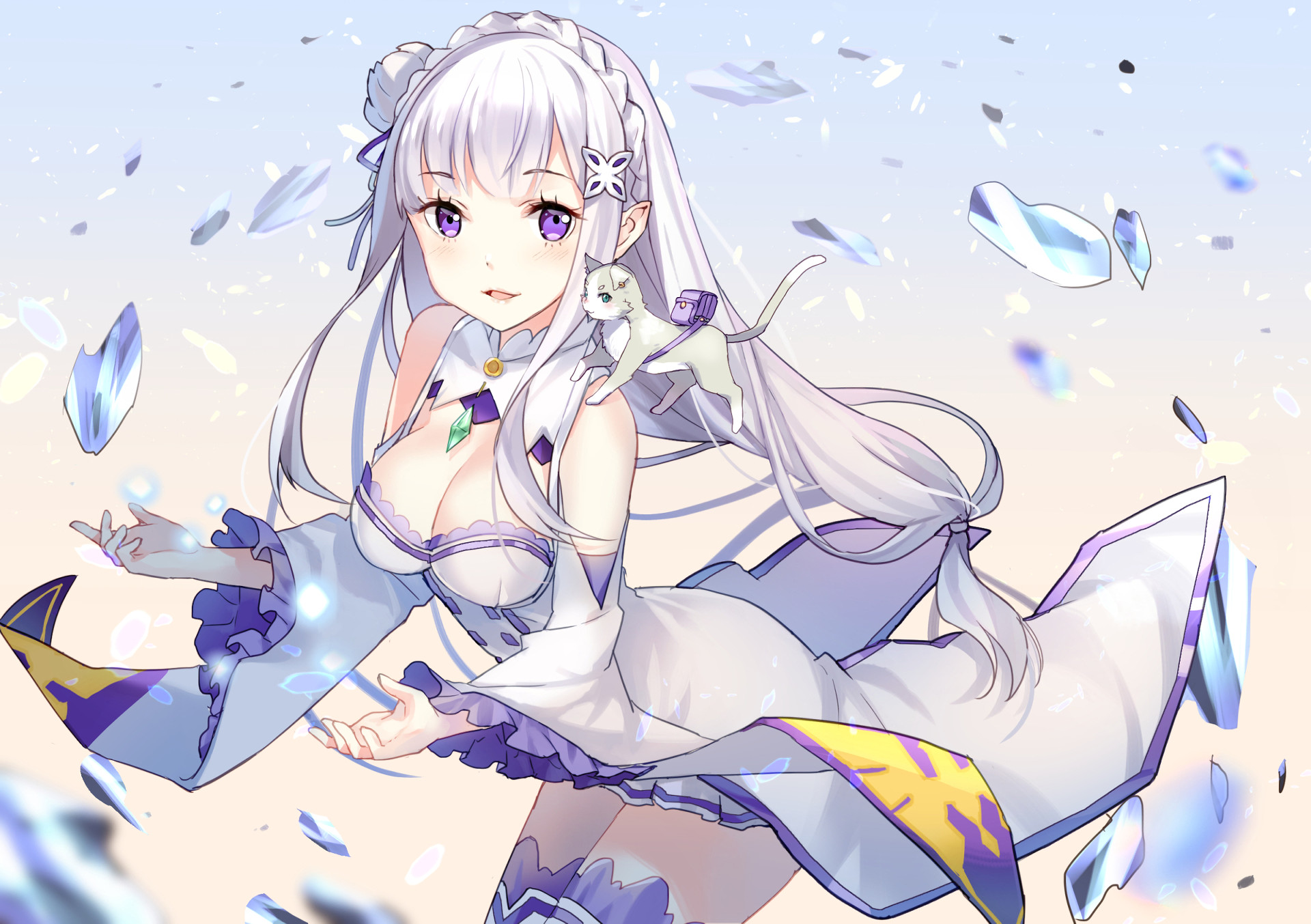 Tranh Poster Emilia Re:Zero A4 combo 3 tấm khác nhau