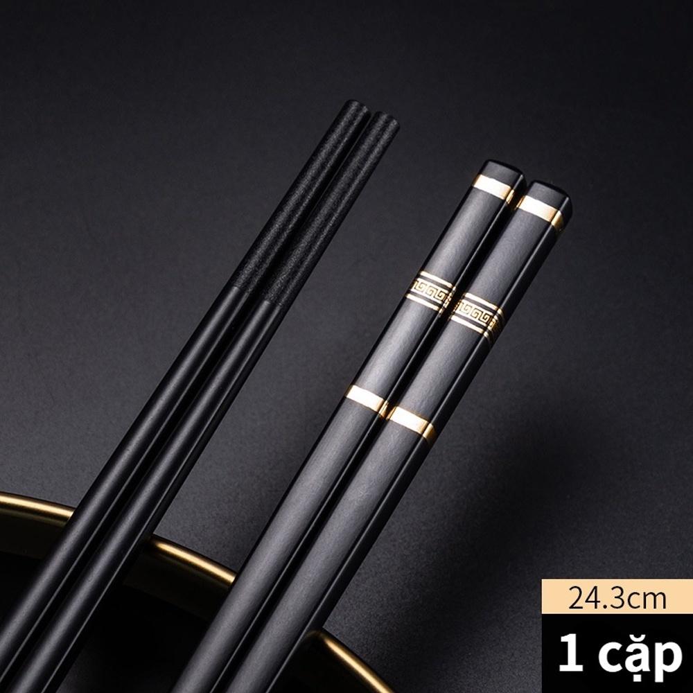 Set 10 Đôi Đũa Mạ Vàng Họa Tiết Hàn Quốc, Nhật Bản, Bộ 10 Đũa Ăn Kháng Khuẩn Cao Cấp, Đũa Mạ Vàng