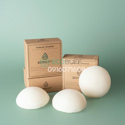 Bọt biển rửa mặt Ecobuff Konjac Sponge miếng mút bông nở xốp Nhật Bản sạch dịu nhẹ cho mọi làn da, thân thiện môi trường