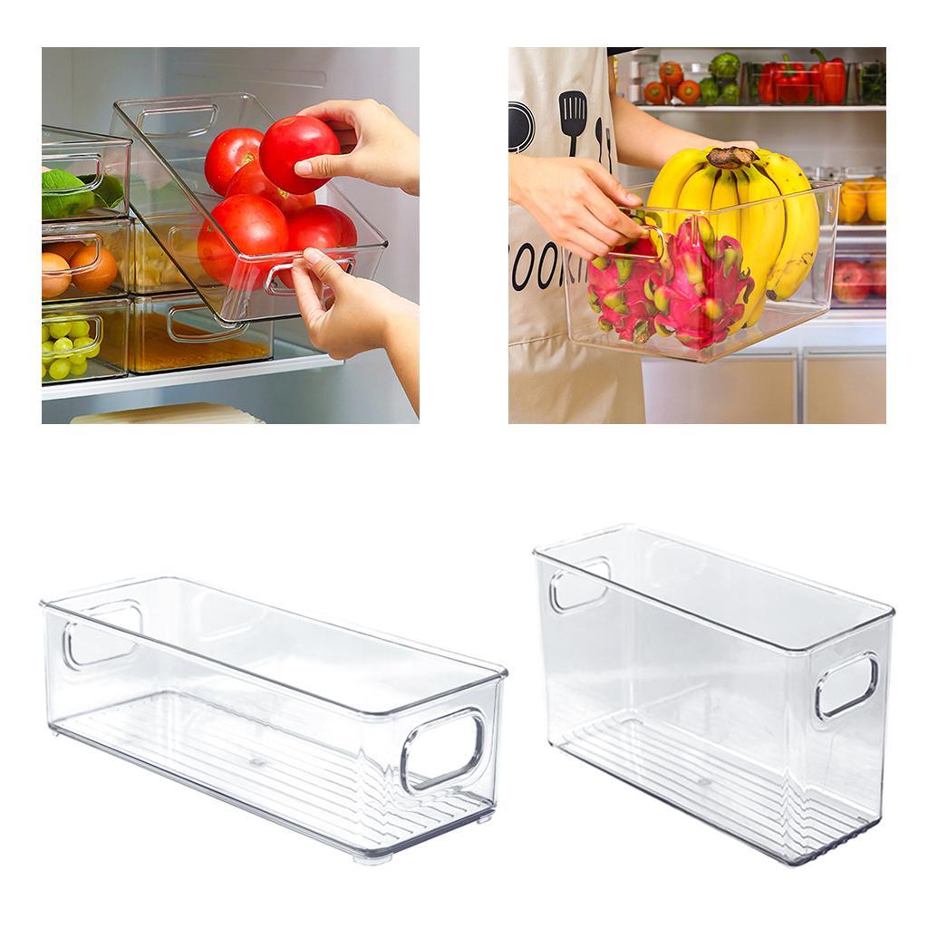 2x Clear Cabinet Fridge Freezer Food Storage Box Organizer Bins Cupboard