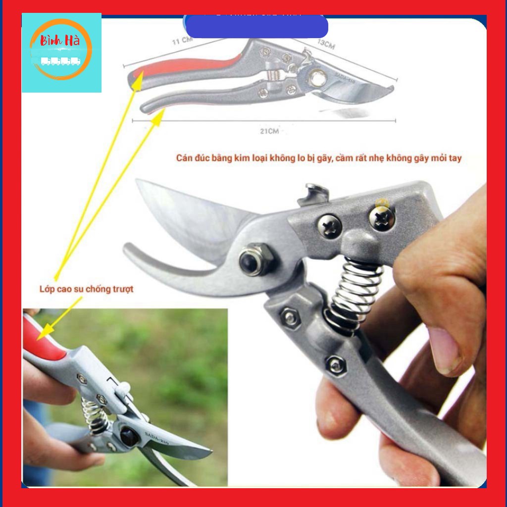 Kéo cắt cành cây cao cấp SADA Nhật Bản lưỡi thép, siêu bền, siêu sắc