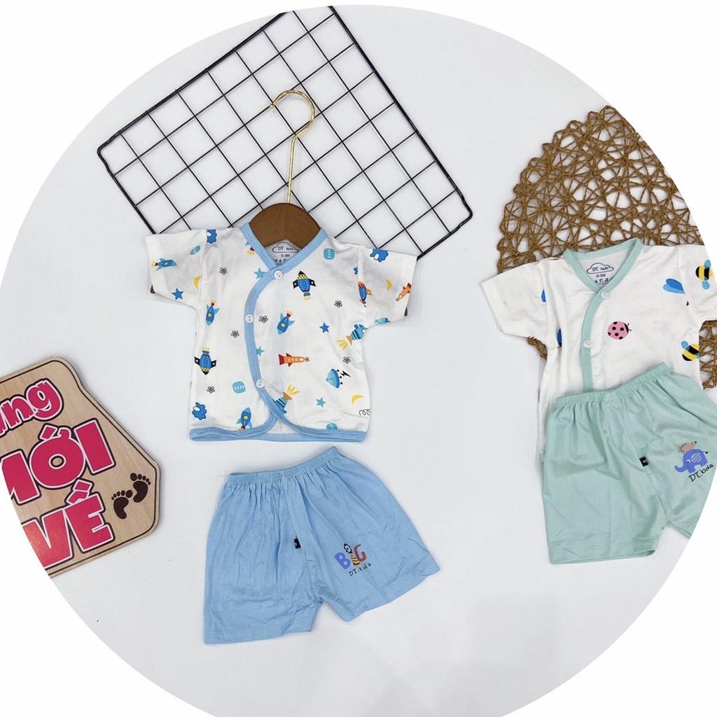 Bộ quần áo cộc tay thun lạnh VẠT CHÉO Minky cho bé sơ sinh từ 0-18 tháng