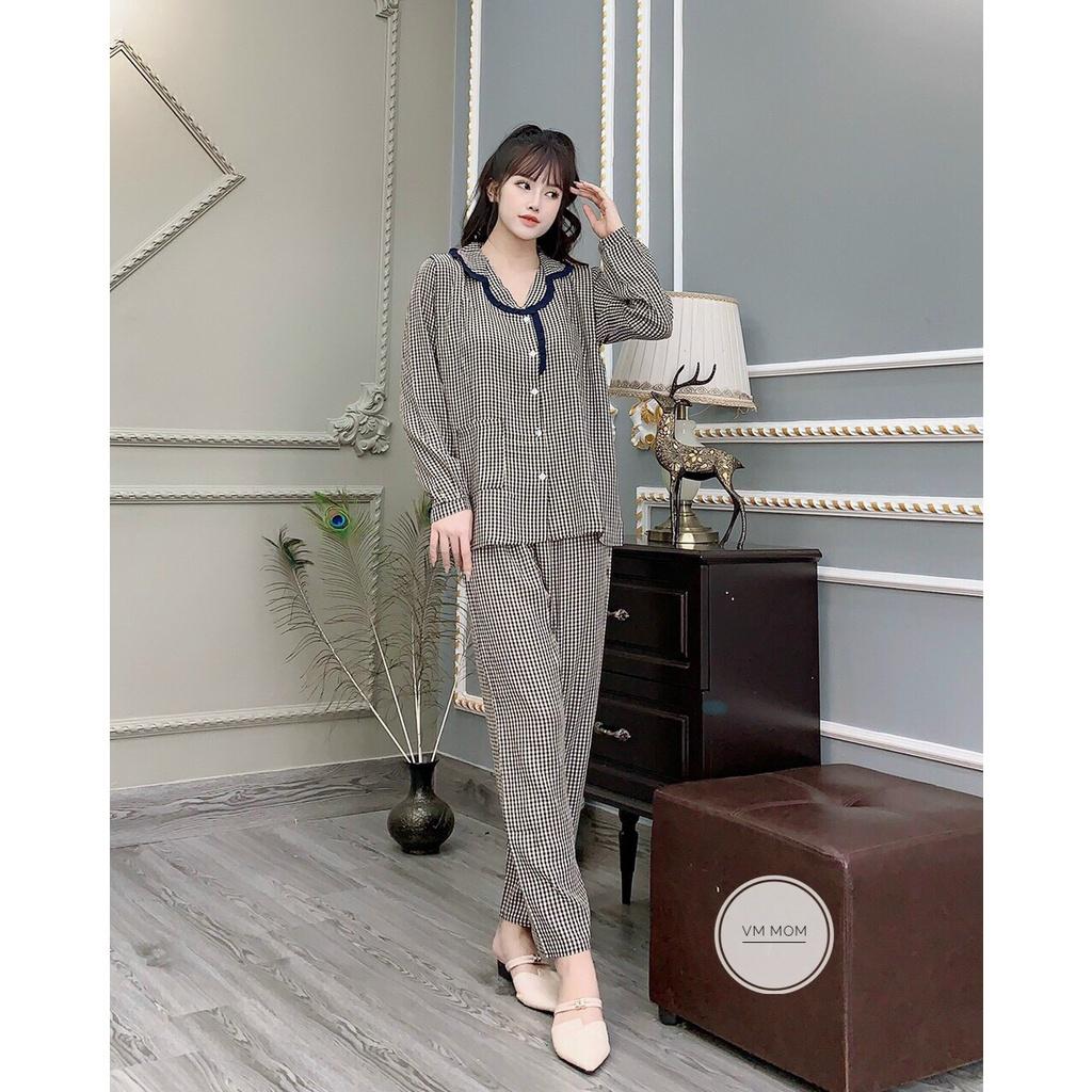 Bộ đồ bầu mặc bầu và sau sinh dài tay thu đông thiết kế khóa ngực cho con ti siêu xinh siêu tiện lợi VM Mom
