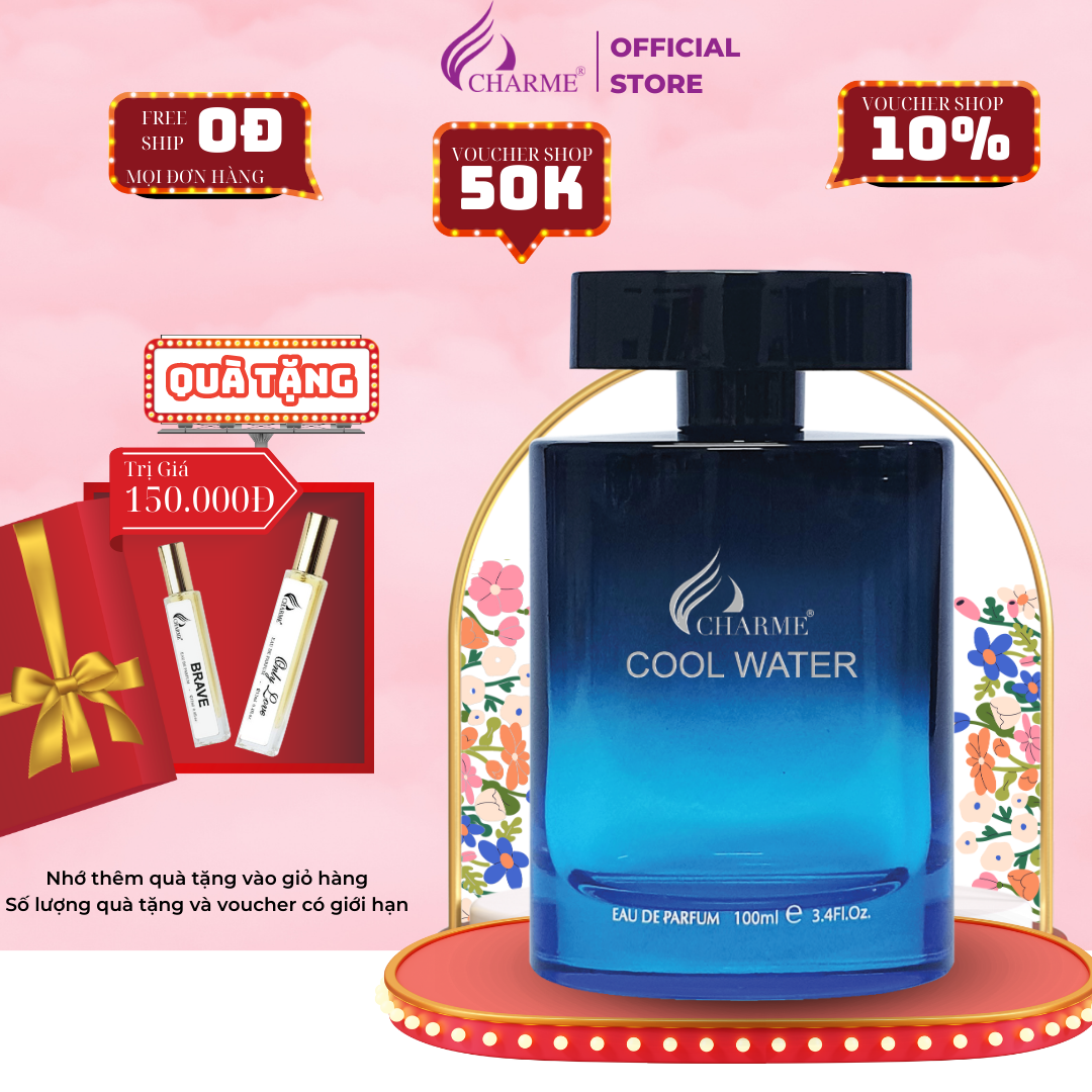 Nước Hoa Nam Thơm Lâu CHARME COOL WATER Hương Thơm Mạnh Mẽ Thanh Lịch Cho Các Quý Ông 100ml