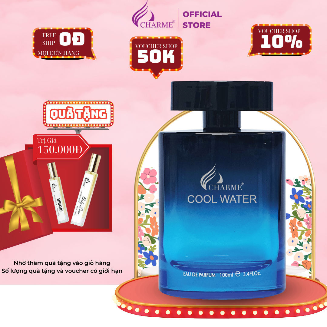 Nước Hoa Nam Thơm Lâu CHARME COOL WATER Hương Thơm Mạnh Mẽ Thanh Lịch Cho Các Quý Ông 100ml