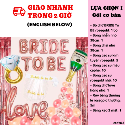 Bộ bong bóng trang trí tiệc chia tay độc thân màu Rosegold Ctdt02