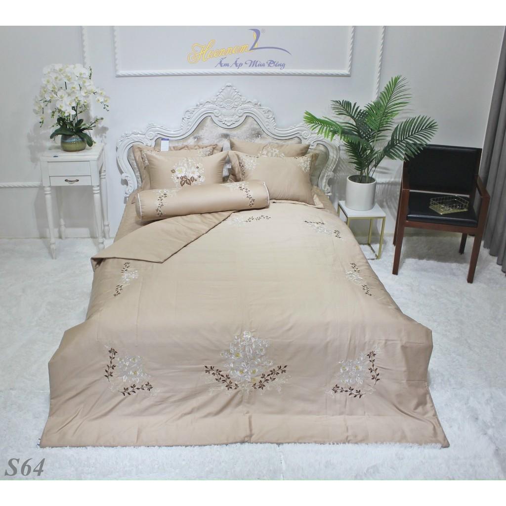 Trọn bộ chăn ga gối 7 món 100% solid cao cấp 4 mùa