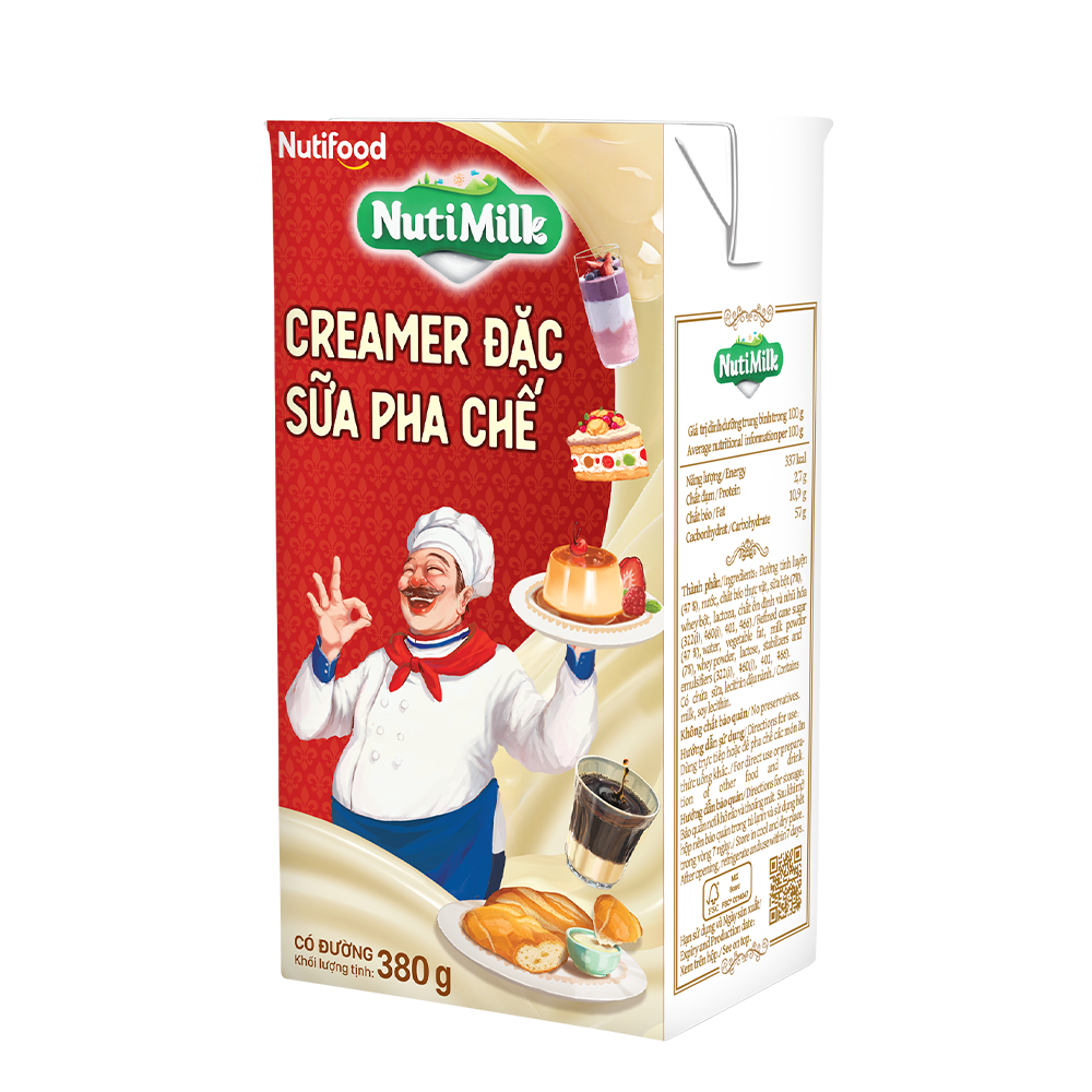 Combo 05 Creamer đặc có đường Nuti Hộp 380g CB5.SDH02 - Thương Hiệu NUTIFOOD