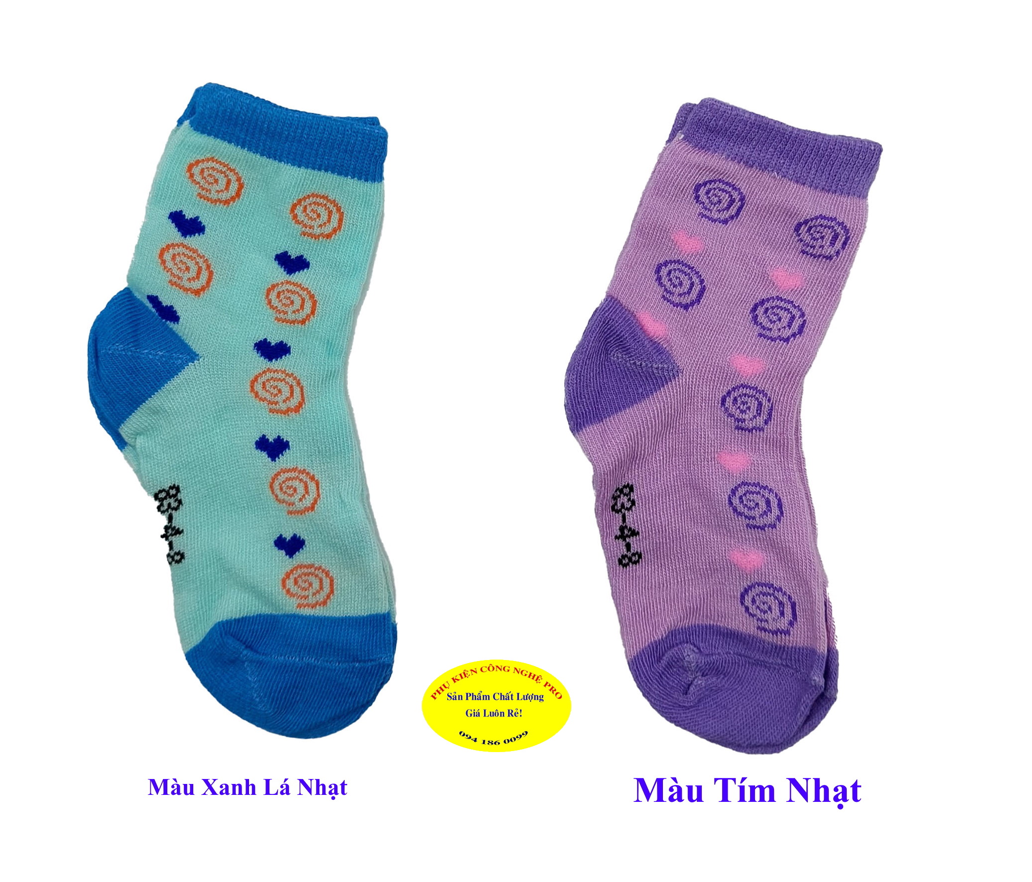 Tất vớ cho trẻ từ 4 tuổi đến 8 tuổi In hình xoắn ốc trái tim Chất liệu thun cotton co giãn, dày êm, Bảo vệ đôi chân