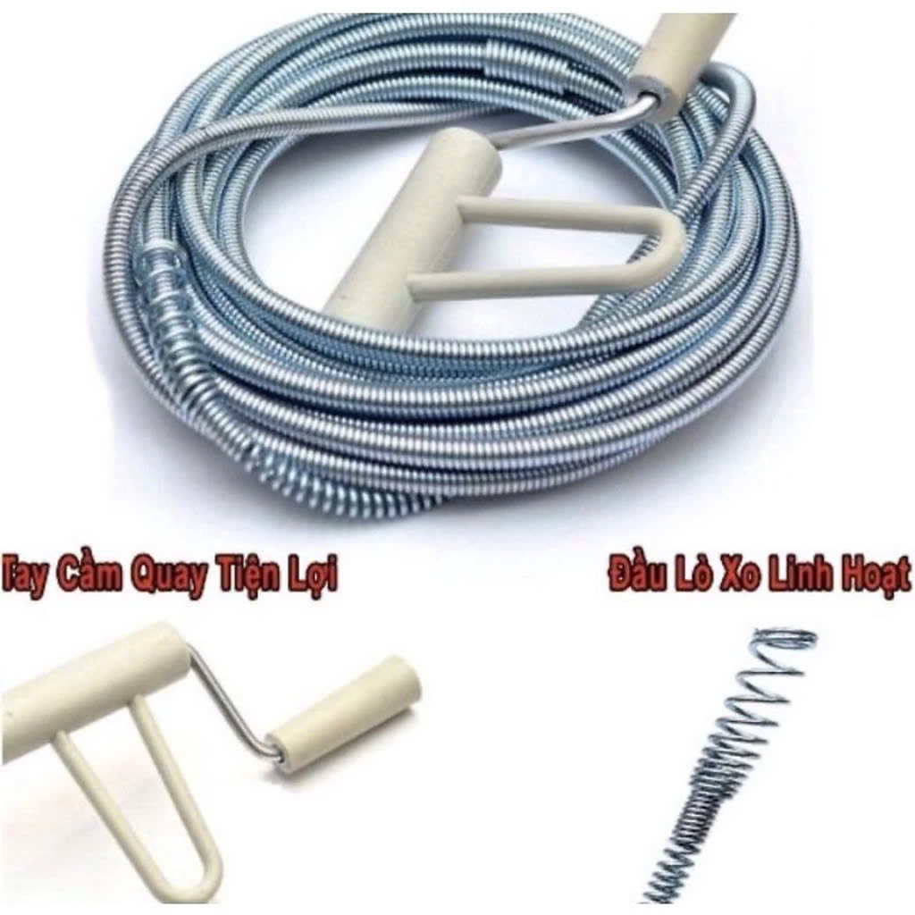 Dây Lò Xo Thông Tắc Cống, Nhà Vệ Sinh 5m 10m – Xử Lý Nghẽn Do Dầu Mỡ, Cơm Thừa Hiệu Quả