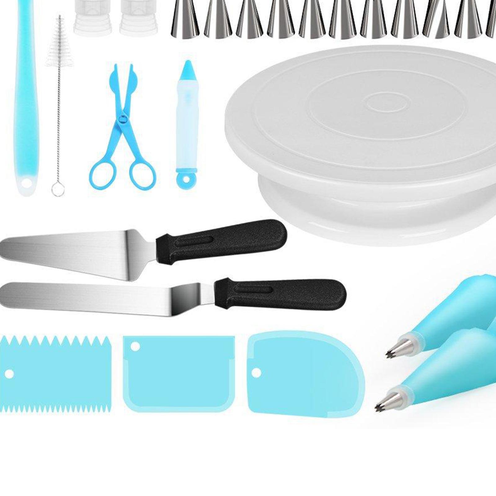 52pcs Cake Decorating Kit Cake Decoration Supplies Set Tool for Home Kitchen, Cake Decoration Equipment Supplies w/ Cake Turntable & Icing Spatula