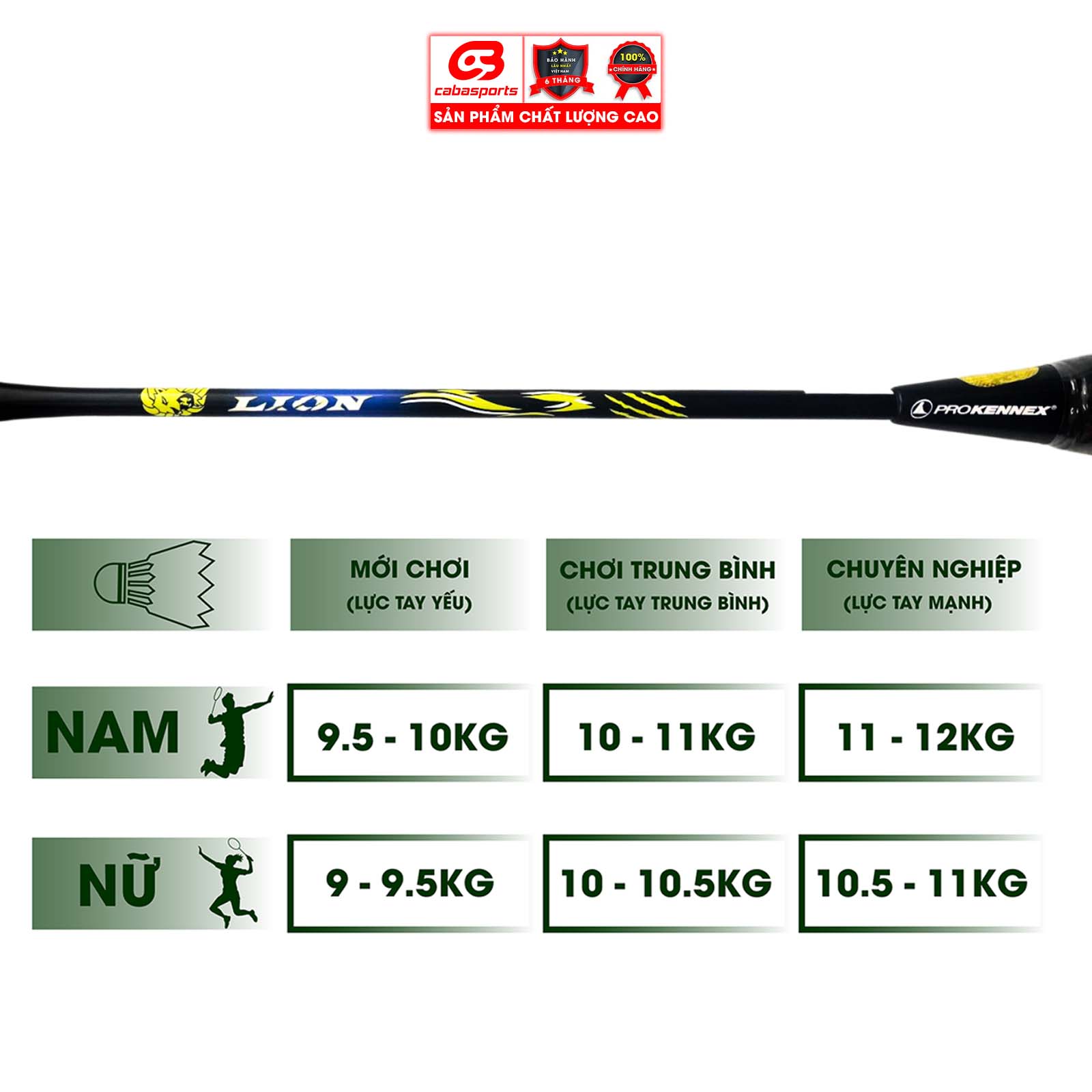 Vợt cầu lông đã đan lưới trợ lực Prokennex Lion chuyên công siêu mạnh, vợt cầu lông carbon cao cấp Bảo hành 6 tháng