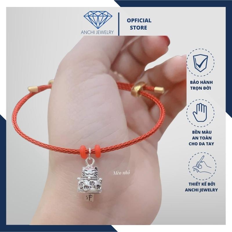 Vòng tay charm mèo thần tài, bạc thật nguyên chất. Anchi jewelry