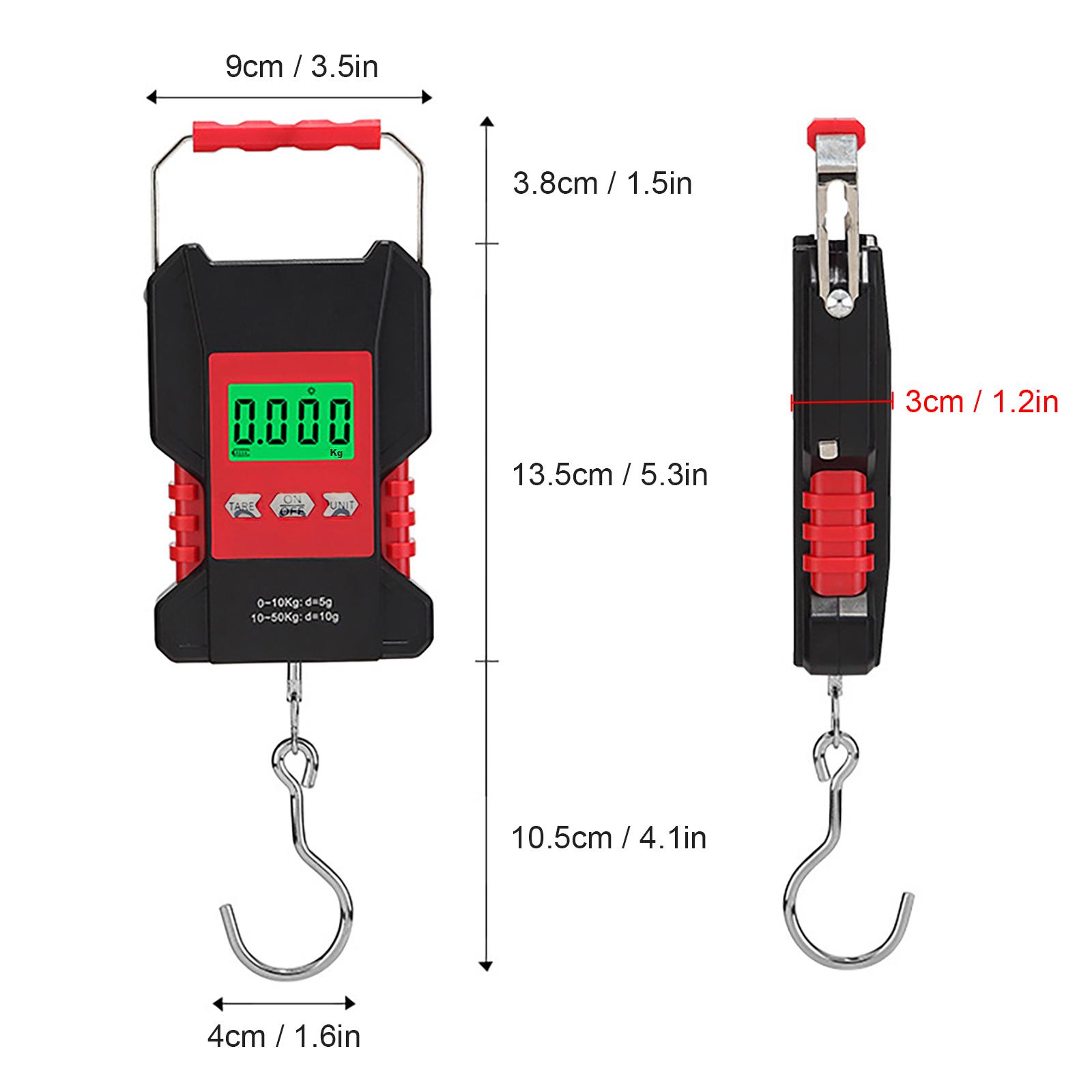 Portable Fish Scale 50kg/110lb Rechargeable Digital Hanging Fishing Luggage Scale with 1.5M Tape Measure